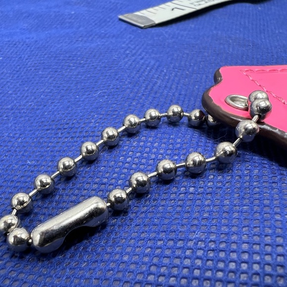 COACH Pink Patent Leather Key Fob Bag Charm Keychain Hang Tag 3" Large - Picture 5 of 5